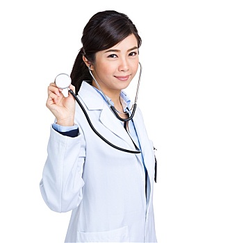 亚洲女性,医生,拿着,听诊器