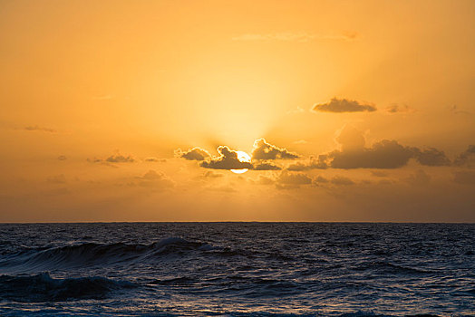 氛围,日落,云,上方,起伏,海洋,特内里费岛,加纳利群岛,西班牙,欧洲