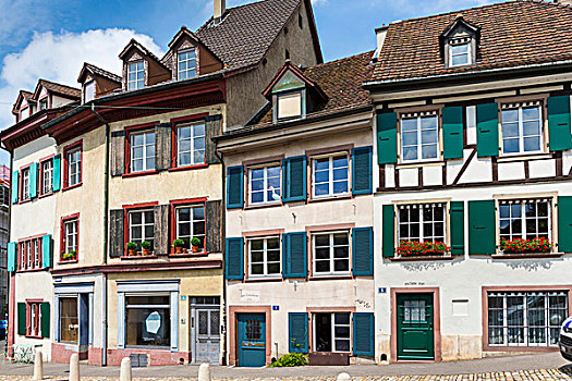 传统,房子,百叶窗,街上,历史名城,巴塞尔,瑞士