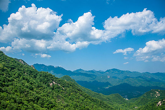 晴朗天气有云朵的山地环境