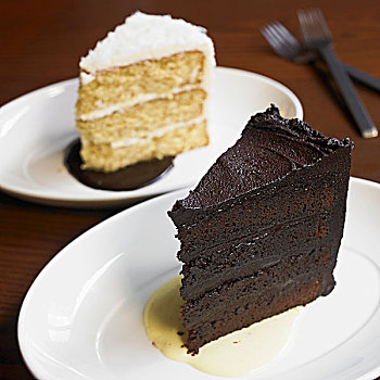 两个,分层蛋糕,巧克力,软糖,椰子,黑巧克力,酱