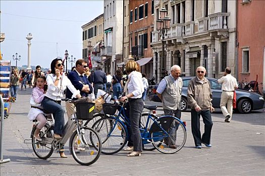 人,自行车,基奥贾,泻湖,威尼斯,意大利,欧洲