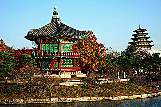 景福宫,香远亭,亭子,韩国,首尔