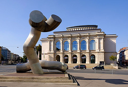 剧院,奥格斯堡,雕塑,广场,斯瓦比亚,巴伐利亚,德国,欧洲