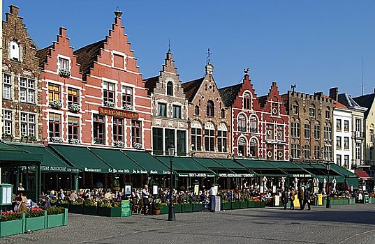 市场,街道咖啡店,布鲁日,佛兰德斯,比利时