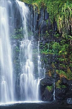 夏威夷,毛伊岛,一个,许多,层叠,瀑布,海岸