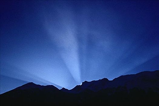 黄昏,光线,碧玉国家公园,艾伯塔省,加拿大