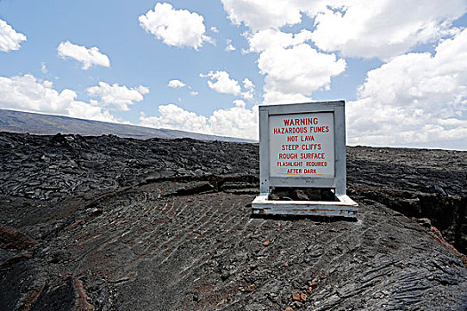 警告,危险,火山岩,地点,火山,东方,裂隙,基拉韦厄火山,夏威夷火山国家公园,美国