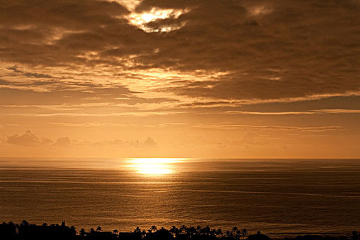 日落,上方,太平洋