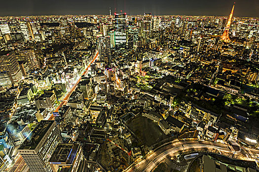 东京塔,高层建筑,建筑,夜晚,东京,日本