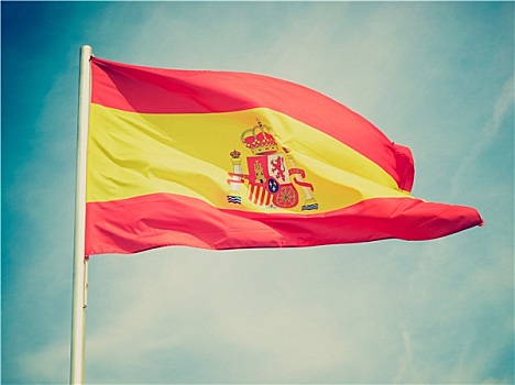 复古,看,旗帜,西班牙