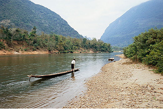 男人,河,老挝