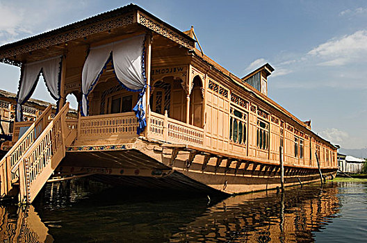 建筑,船屋,斯利那加,查谟-克什米尔邦,印度