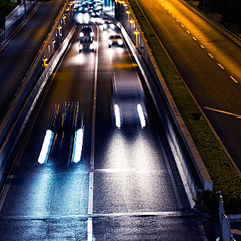 汽车,交通,夜晚,模糊,动感