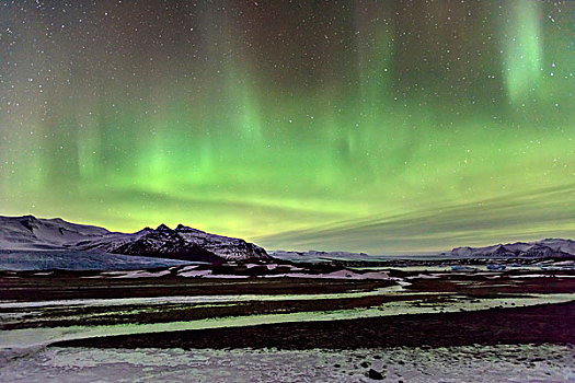 展示,北极光,南方,冰岛