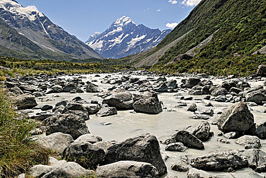 河,烹饪,山谷,走,库克峰国家公园,南岛,新西兰