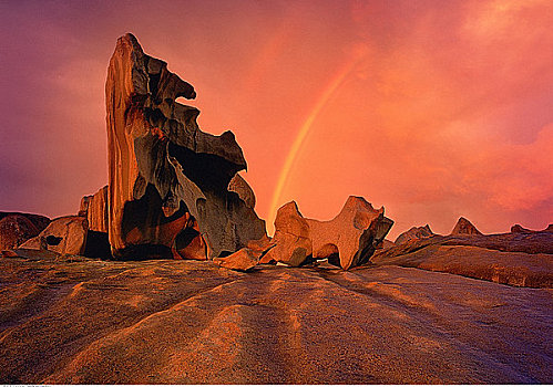 石头,日落,袋鼠,岛屿,澳洲南部,澳大利亚