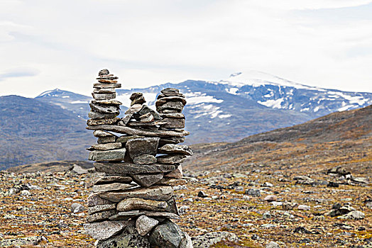 石头,累石堆,山景,尤通黑门山,国家公园,洛姆,奥普兰,挪威