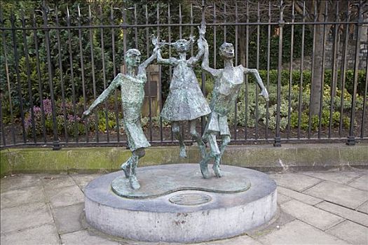 千禧年,孩子,雕塑,地点,都柏林,爱尔兰