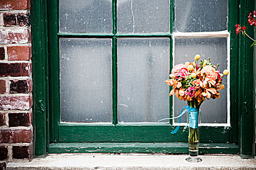 花束,花瓶,窗台
