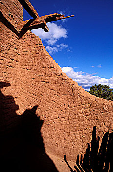 木梁,砖坯,墙壁,普韦布洛,国家,历史公园,新墨西哥