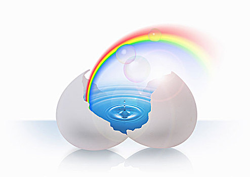 蛋,彩虹,水,数码制图