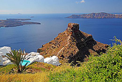 城堡,石头,高处,伊莫洛维里,圣特林,锡拉岛,基克拉迪群岛,爱琴海岛屿,爱琴海,希腊