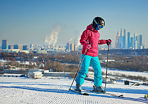滑雪,冬天,莫斯科
