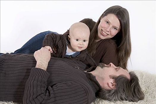 家庭,父亲,母亲,婴儿,地毯