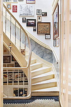 楼梯,木质,画廊,墙壁