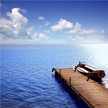 蓝色,船,湖,瓦伦西亚