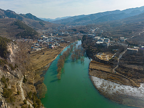 航拍济南锦绣川水库