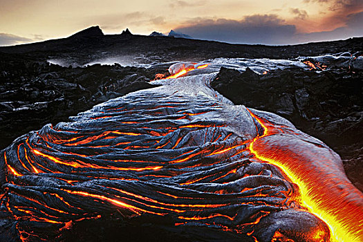 流动,火山岩,夏威夷火山国家公园,夏威夷