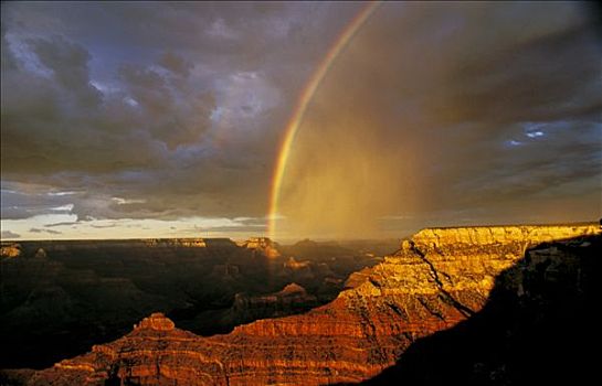 美国,亚利桑那,全视图,大峡谷,彩虹,云