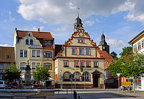 市政厅,市场,喷泉,坏,地区,上弗兰科尼亚,弗兰克尼亚,巴伐利亚,德国,欧洲