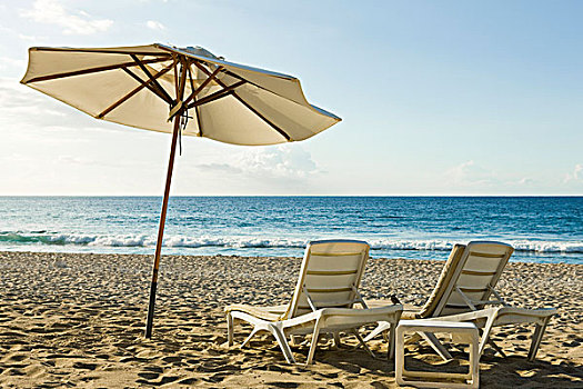 海滩伞,折叠躺椅,海滩