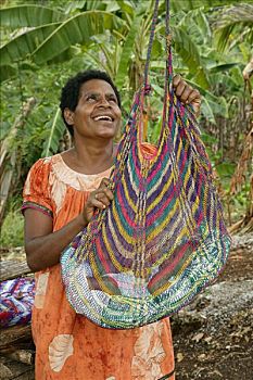 女人,婴儿,特色,包,悬挂,枝条,巴布亚新几内亚,美拉尼西亚