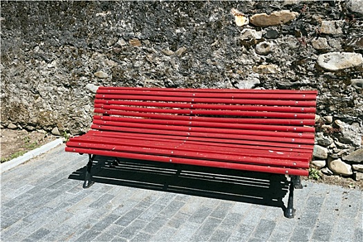 红色,长椅,倾斜