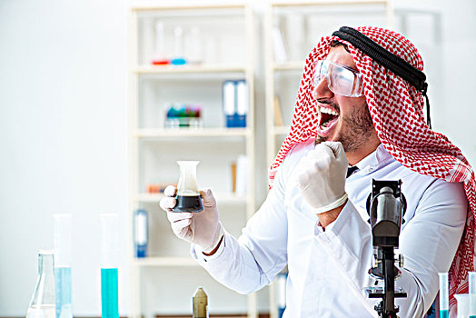 阿拉伯,化学家,科学家,测试,品质,油,汽油