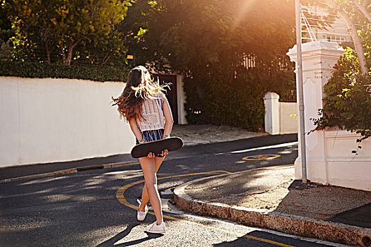 少女,滑板,街道,开普敦,南非