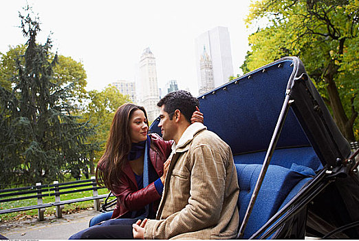 伴侣,骑,马车,中央公园,纽约,美国