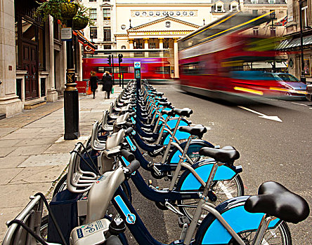 排,自行车,雇用,靠近,剧院,威斯敏斯特,伦敦,英格兰