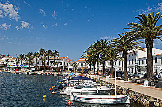 西班牙,米诺卡岛,泊船,港口,渔村