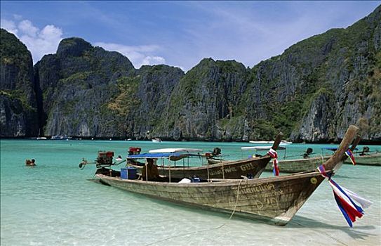 船,玛雅,海滩,泰国,东南亚