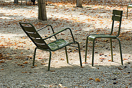 法国,巴黎,金属,椅子,面对面,公园