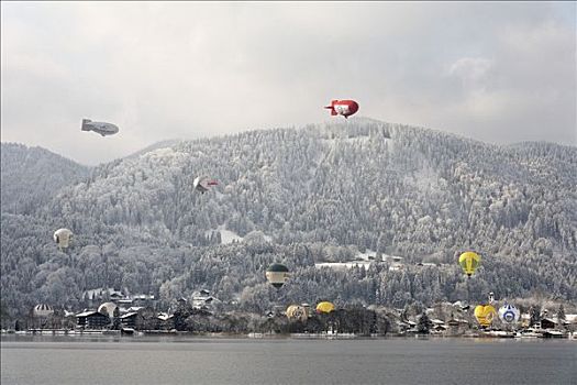 乘气球,坏,泰根湖,湖,上巴伐利亚,德国