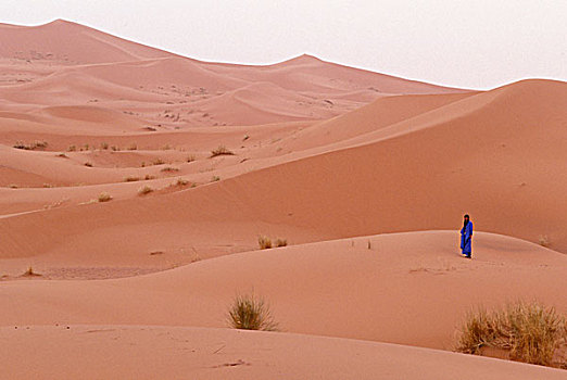 摩洛哥,梅如卡,男人,传统服饰,却比沙丘,沙丘