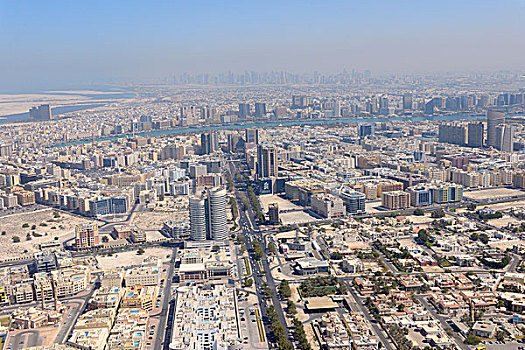 航拍,城市,迪拜河,迪拜,阿联酋