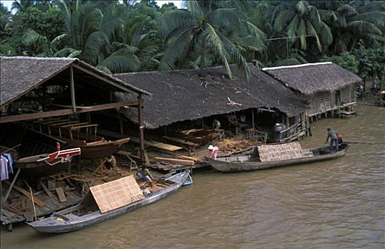 越南,湄公河三角洲,卧,独木舟