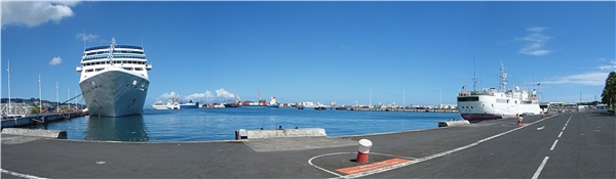 法属玻利尼西亚,塔希提岛,港口,全景